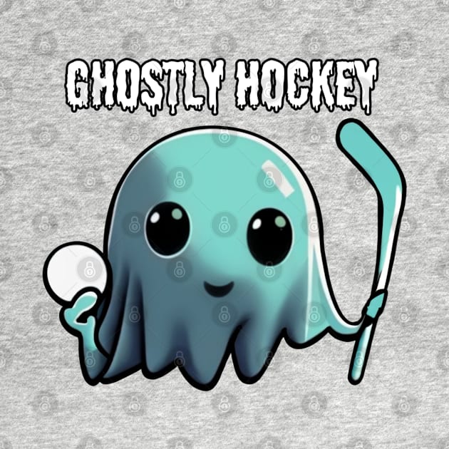 Cute ghost playing hockey: The adventures of a Ghostly Hockey Player, Halloween by Project Charlie